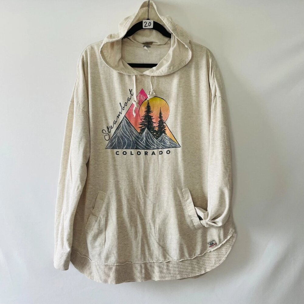Techstyles Womens Mountains Sunset Graphic Lightweight Oversized Hoodie Size XL